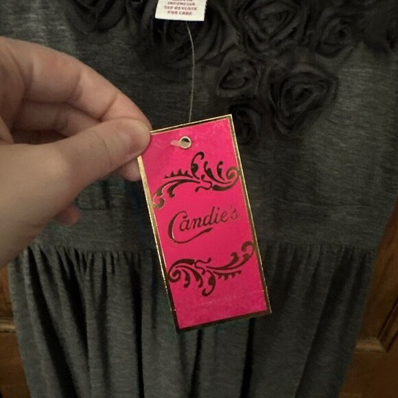 New Candie’s Dress‎ Y2K 90s Grey Flower Medium Tiered Candies Retro - Picture 2 of 6